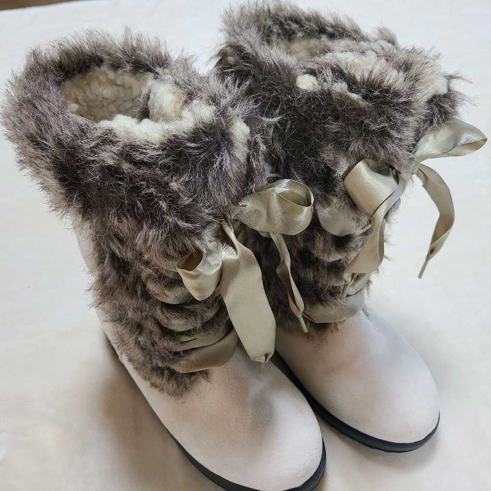 【Mint Condition】VANS Fur Ribbon Boa Boots Beige 2… - image 4