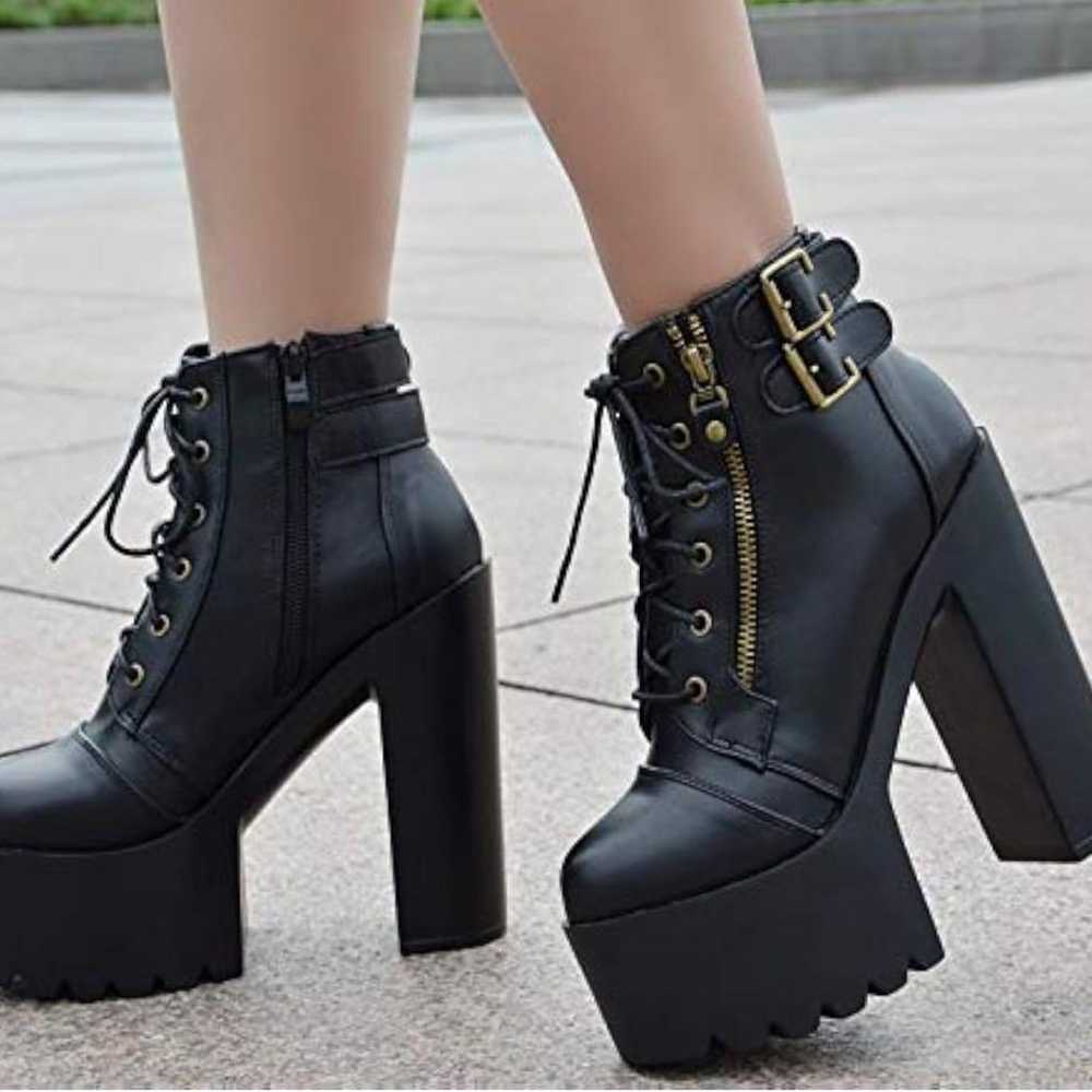 Black Thick-soled Boots Cosplay 14cm Platform - image 1