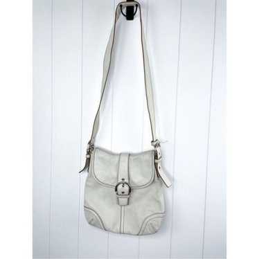 Y2K Coach White Leather Saddle Bag