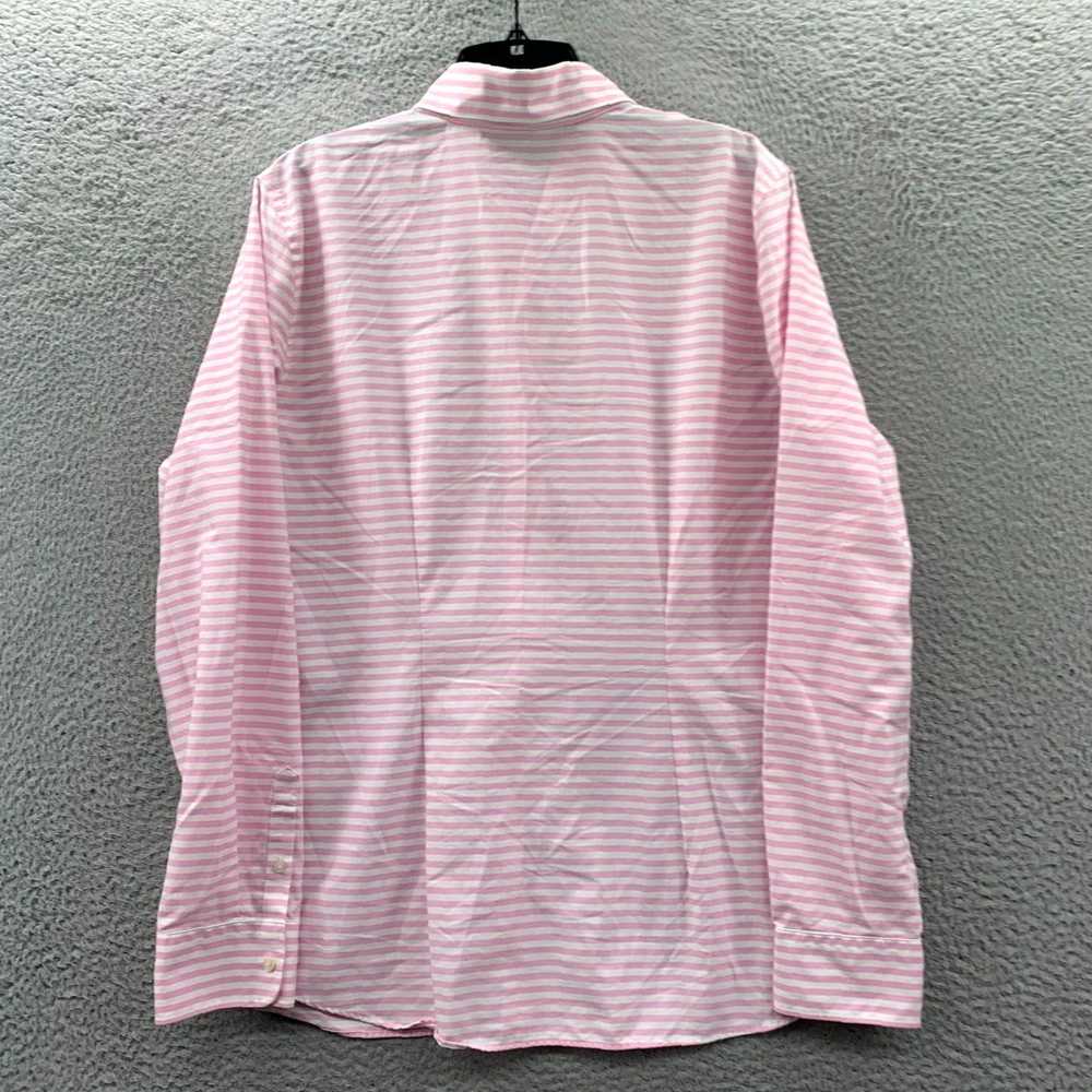 Chaps Striking White and Pink Striped Button Up B… - image 2