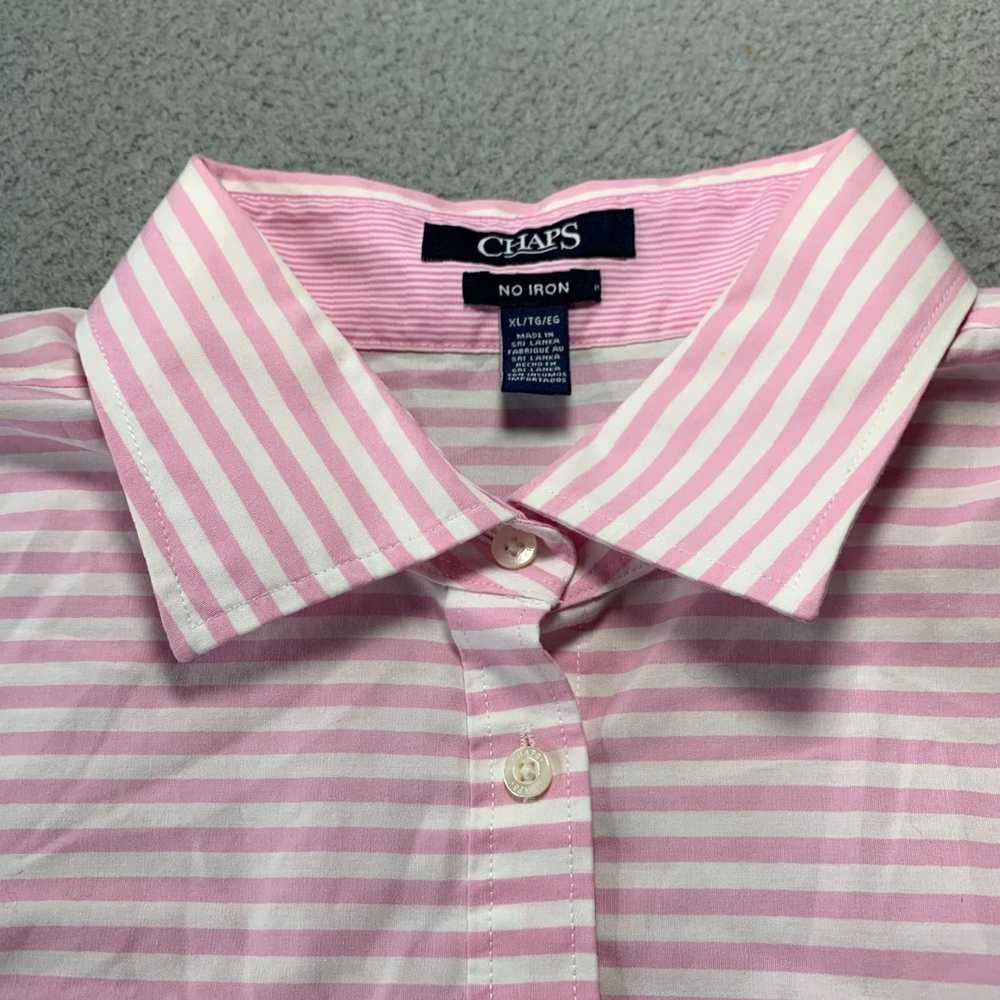 Chaps Striking White and Pink Striped Button Up B… - image 6