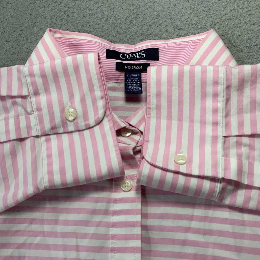 Chaps Striking White and Pink Striped Button Up B… - image 7