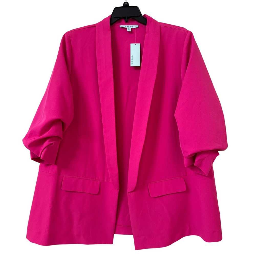 A NWT Blue Sol 3X Fuchsia Pink Jacket Ruched 3/4 … - image 1