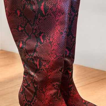 Catherine Malandrino red snake skin boots