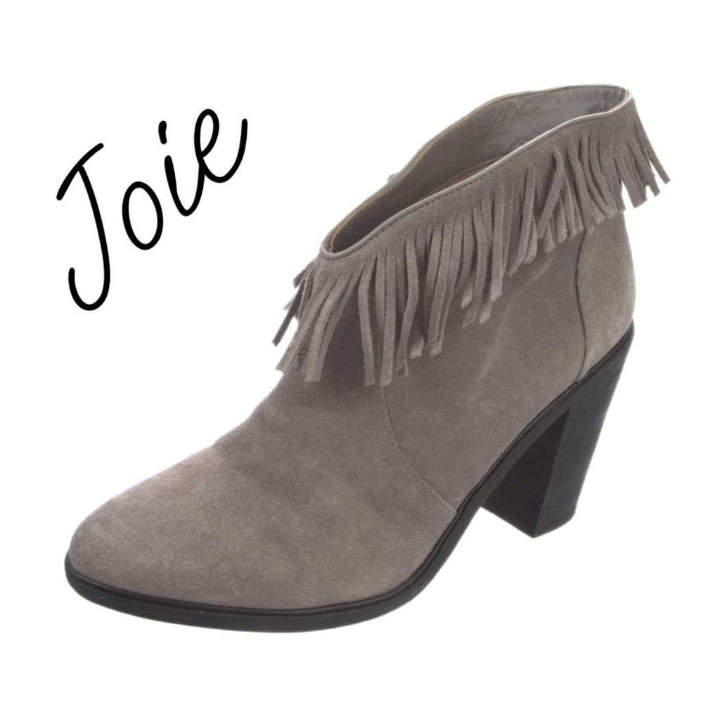 Joie | Loren Grey Leather Suede 4" Heel Ankle Boo… - image 1