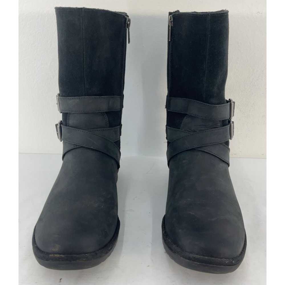 Ugg Lorna Black Leather waterproof Buckle Booties… - image 3