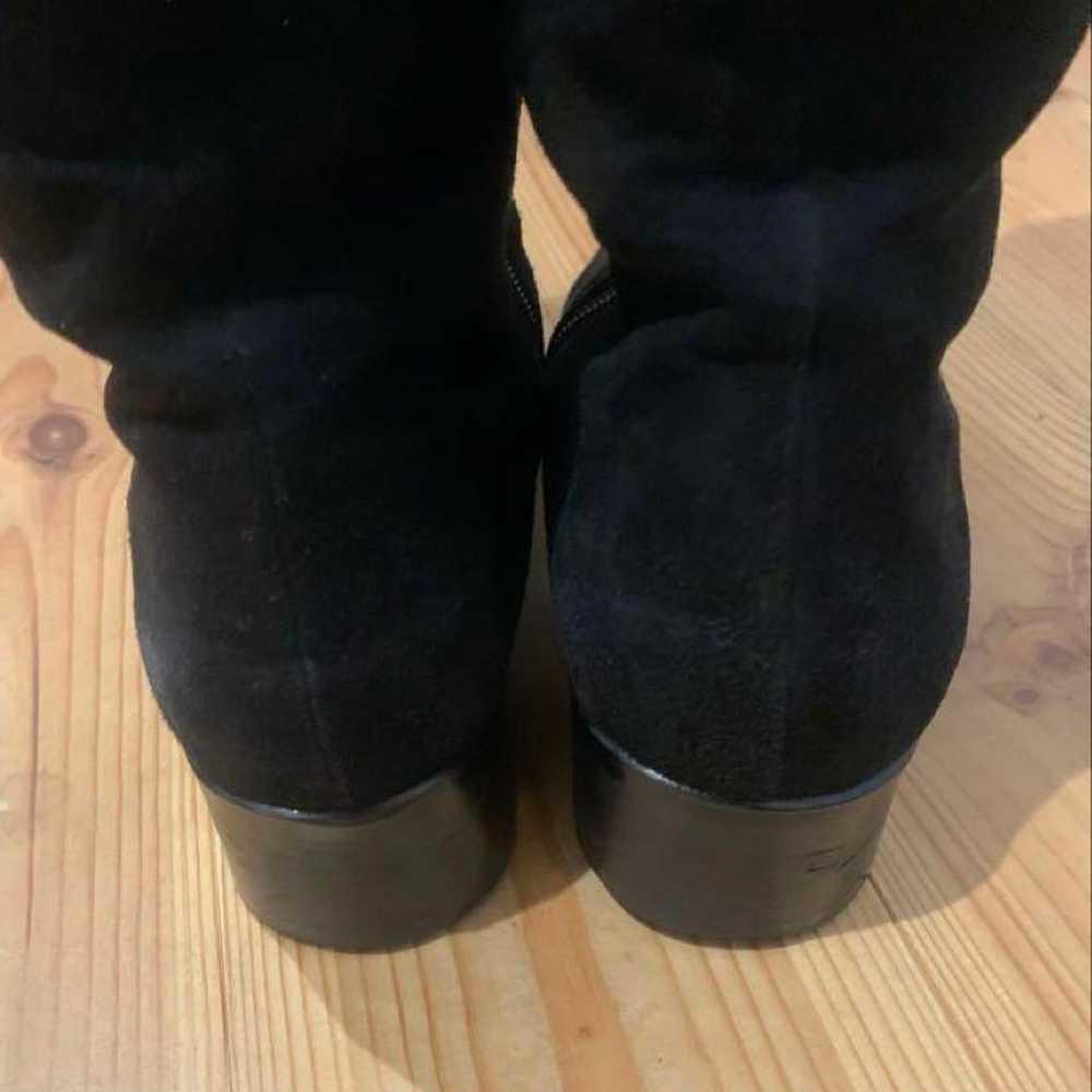 Ginza Yoshinoya 23.5cm Black Suede Long Boots Hee… - image 7