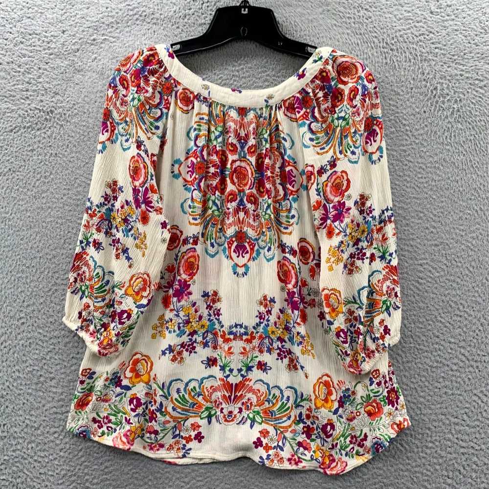 Vintage Floral Pattern Medium Size Womens Three Q… - image 2