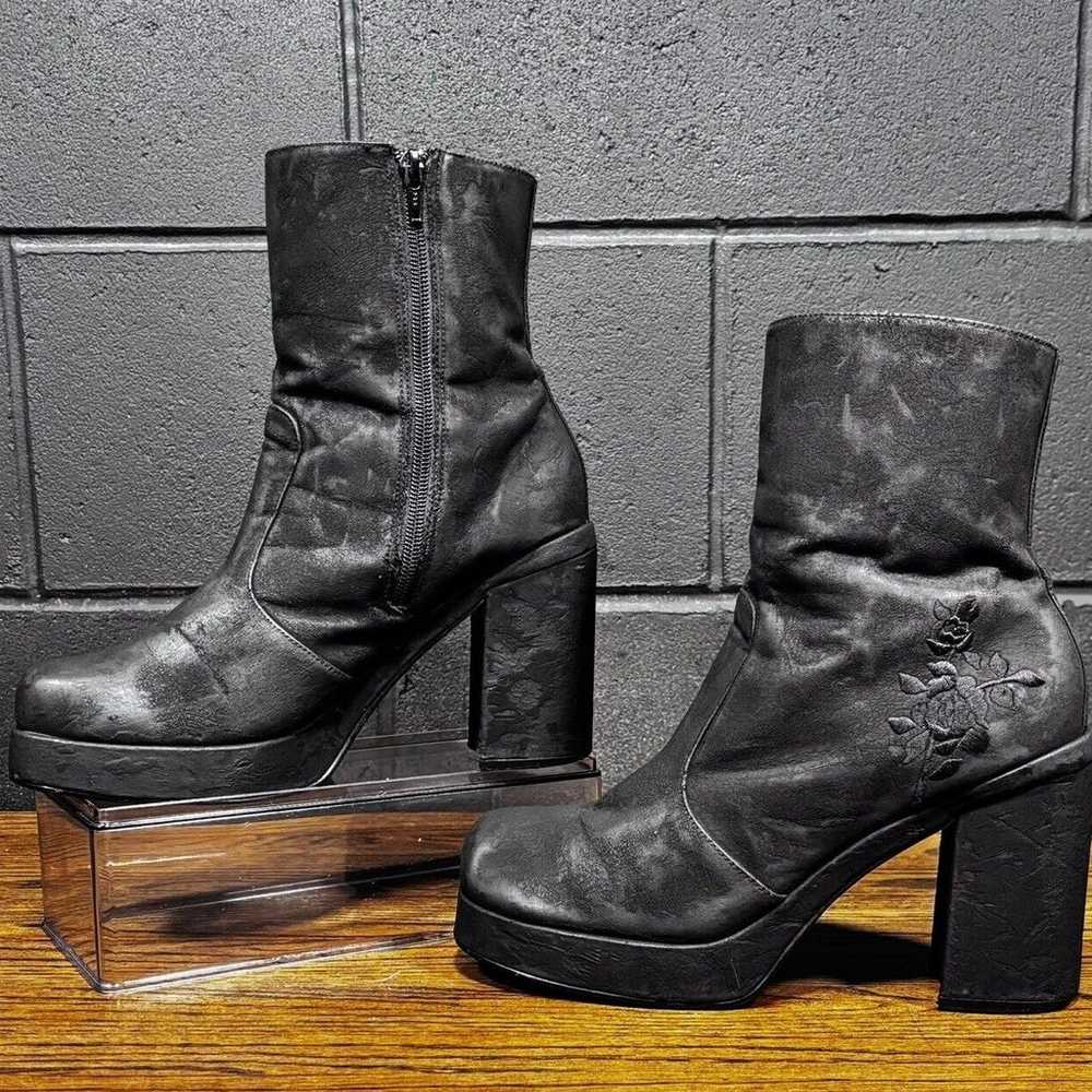 90’s Y2K Vintage FANFARE Chunky Black Square Toe … - image 1