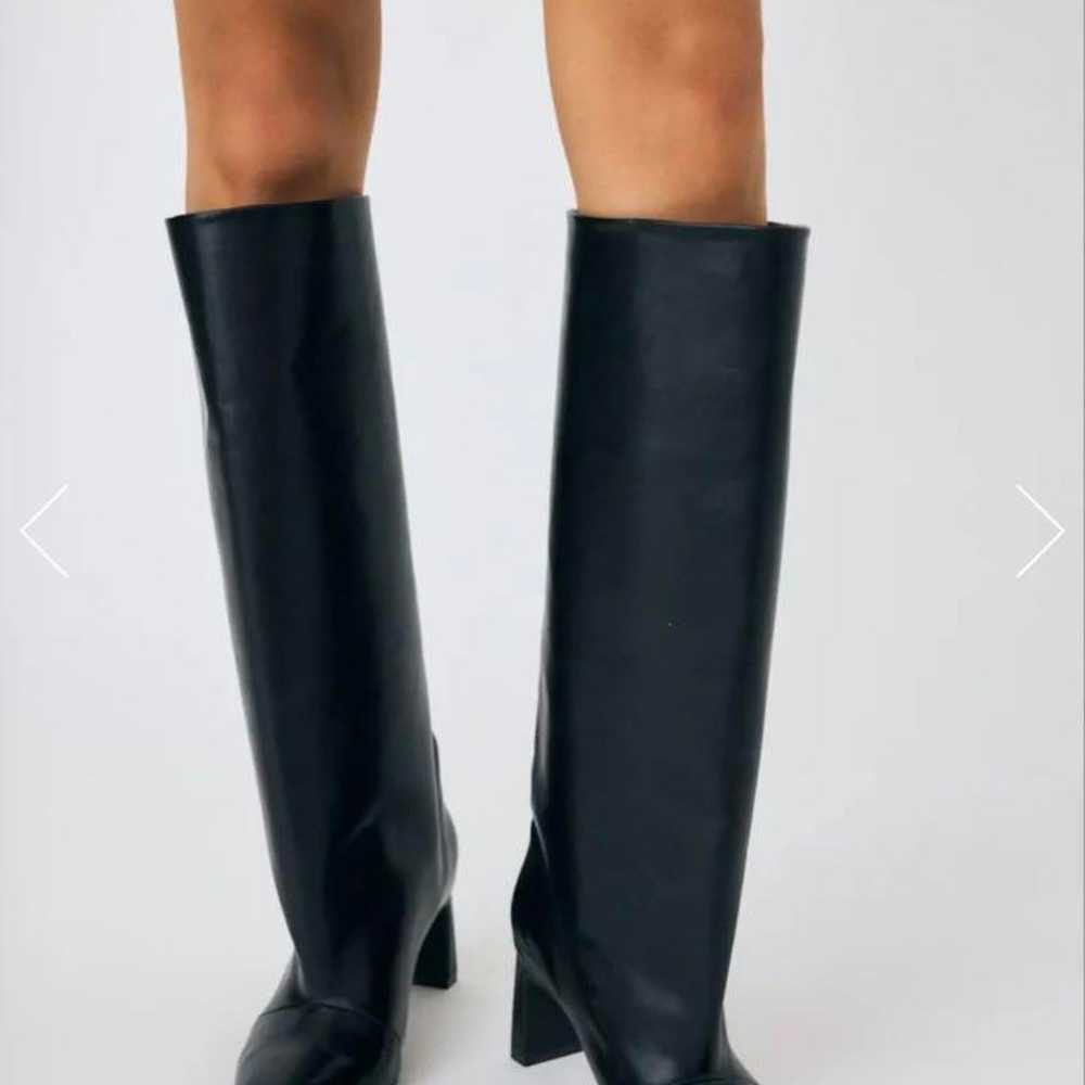 Moussy Straight Long Boots Black Size M - image 1