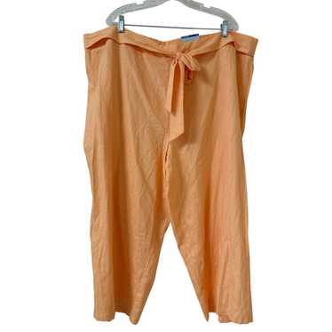 A NWT Blue Sol Linen Blend Peach Crop Pants 3X Fl… - image 1