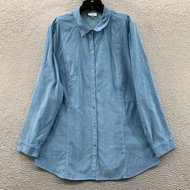 Vintage Womens Corduroy Button Up Blouse Shirt To… - image 1