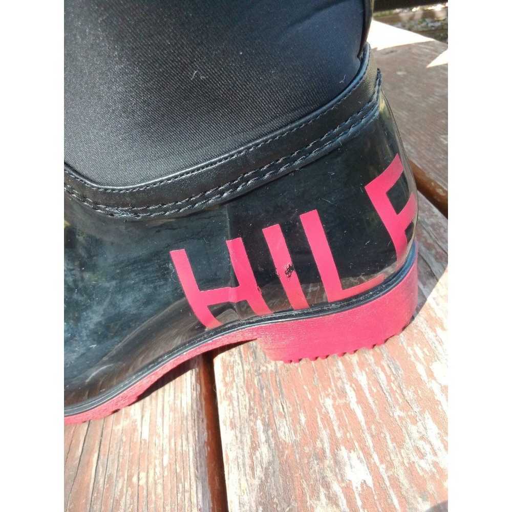 Tommy Hilfiger Rain Boots Galoshes Black & Red 8M - image 2