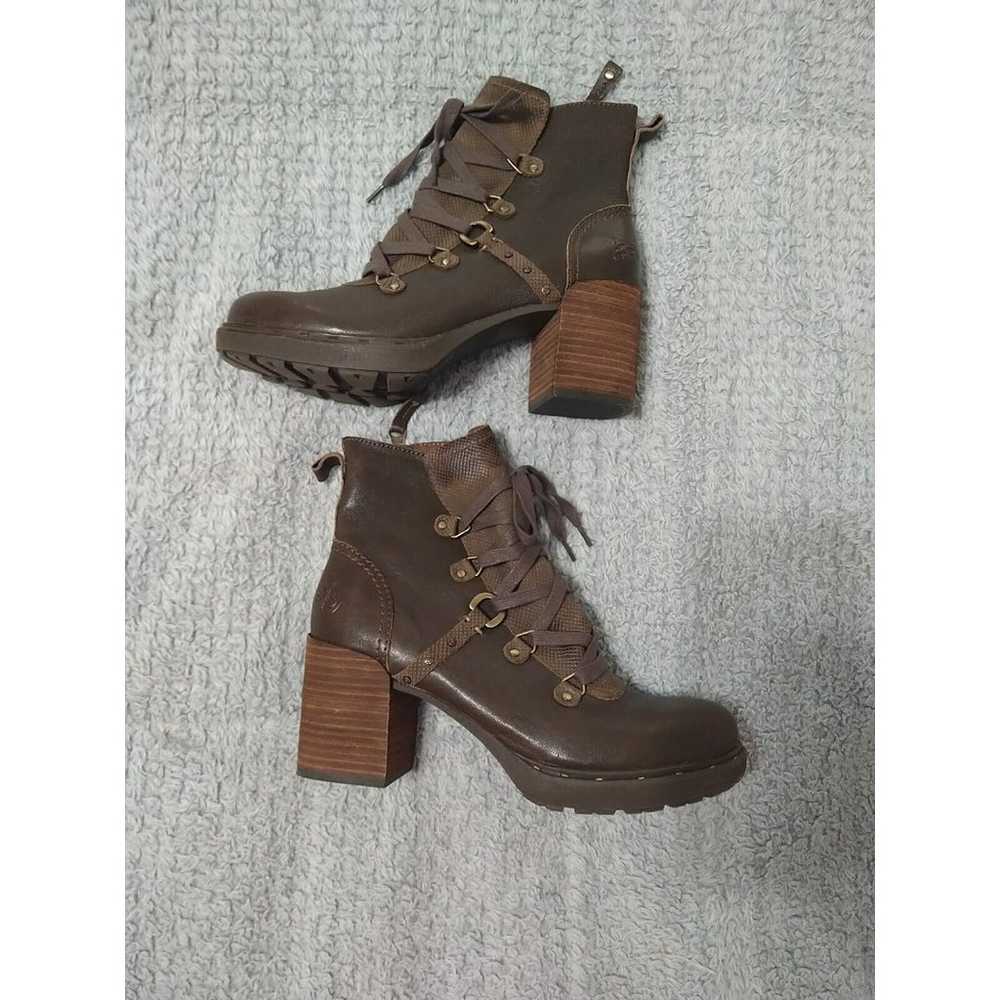 Otbt Leather Heeled Brown Lace Up Boots  Size 8.5 - image 6