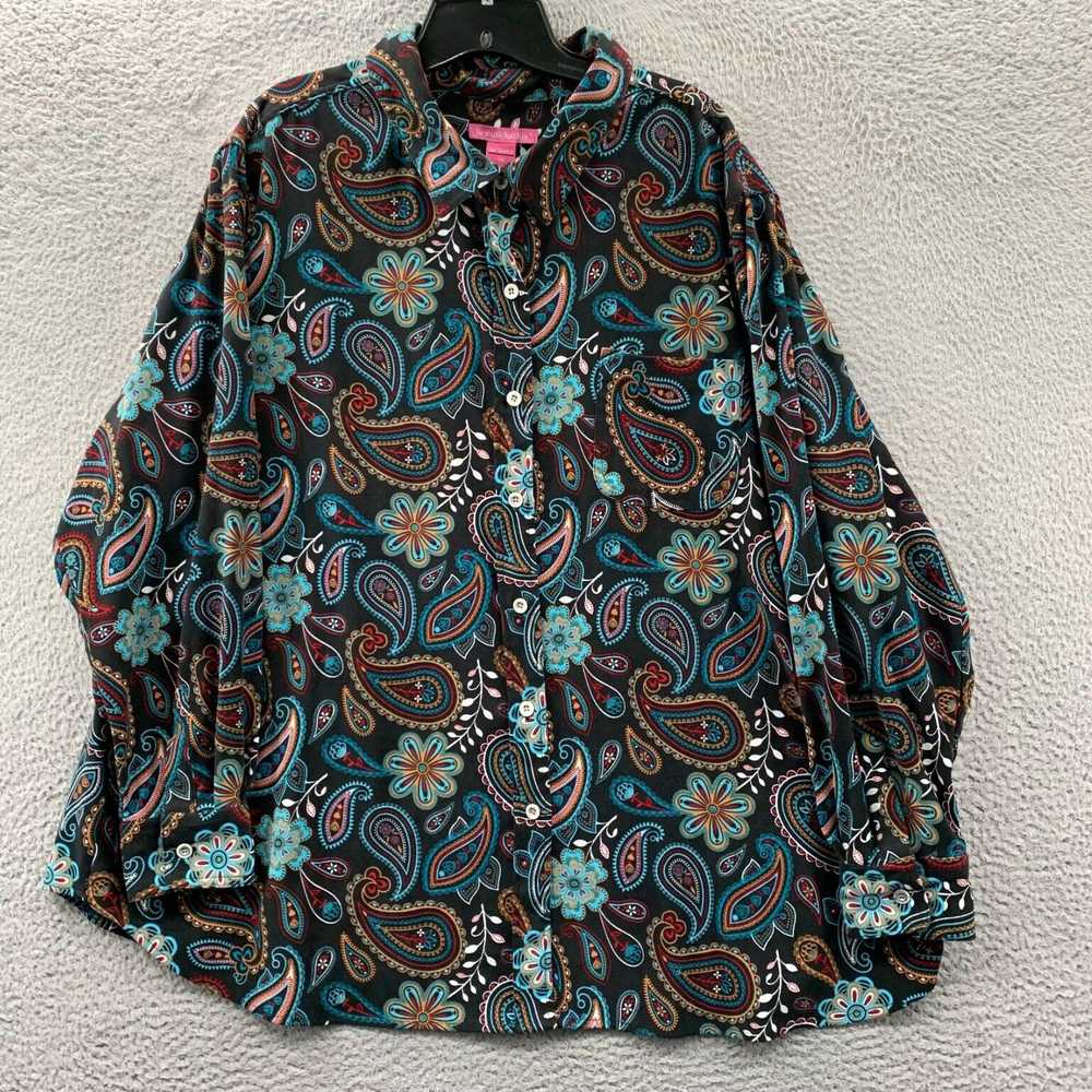 Vintage Paisley Patterned Black Long Sleeve Butto… - image 1