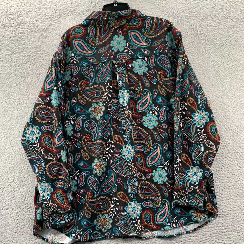 Vintage Paisley Patterned Black Long Sleeve Butto… - image 2