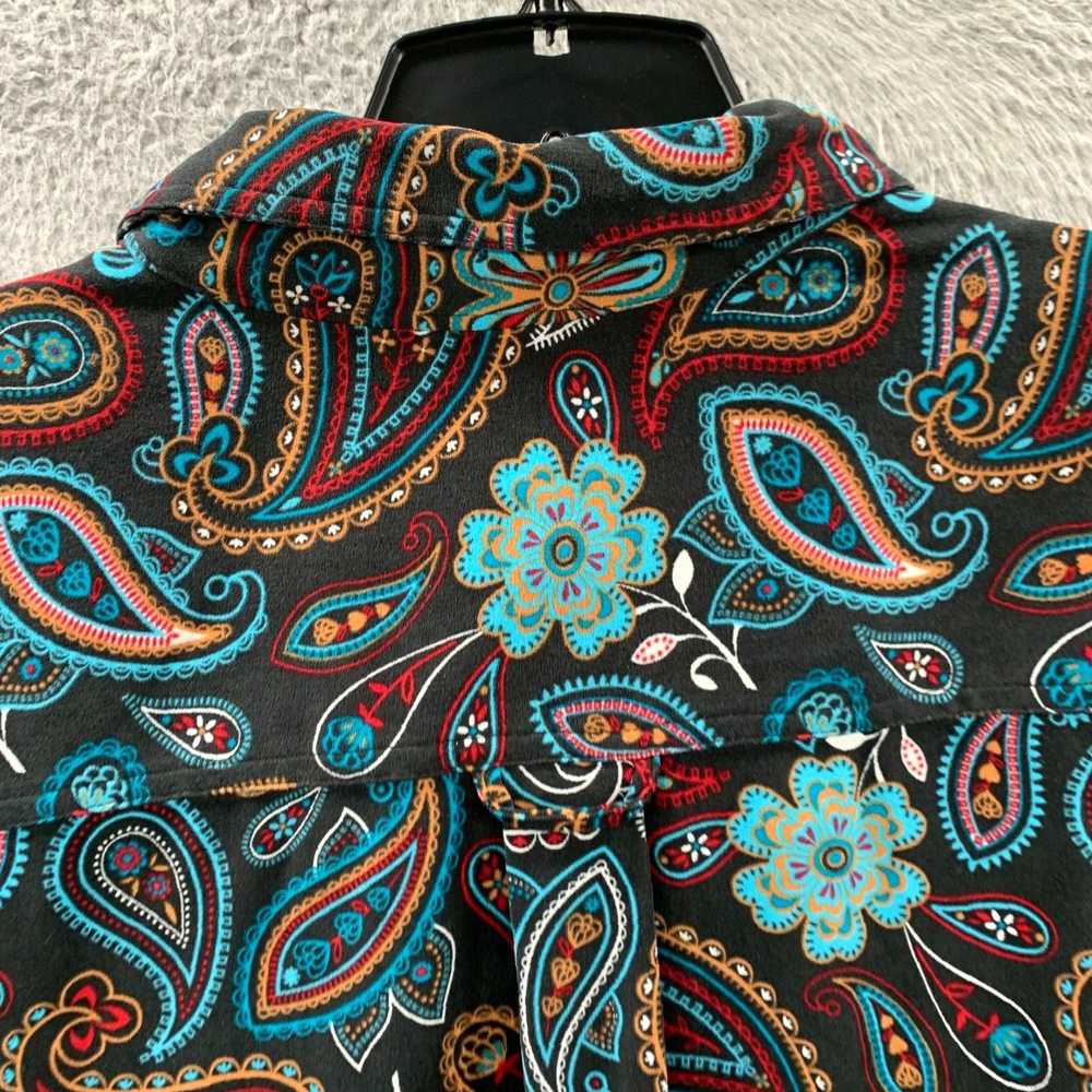 Vintage Paisley Patterned Black Long Sleeve Butto… - image 5