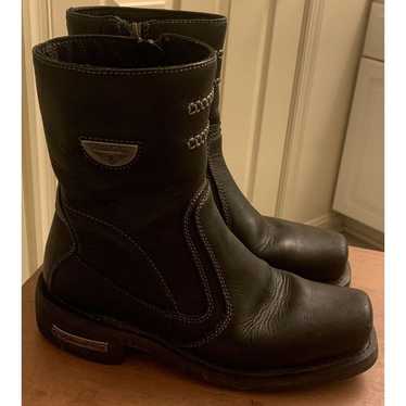 Milwaukee Womens Black Leather Motorcycle Boots S… - image 1