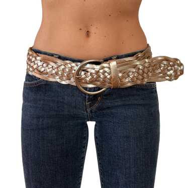 Y2K Chunky Silver Braided Belt (M)