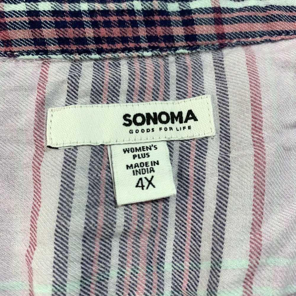 Vintage SONOMA Womens Plaid Long Sleeve Purple Bu… - image 3