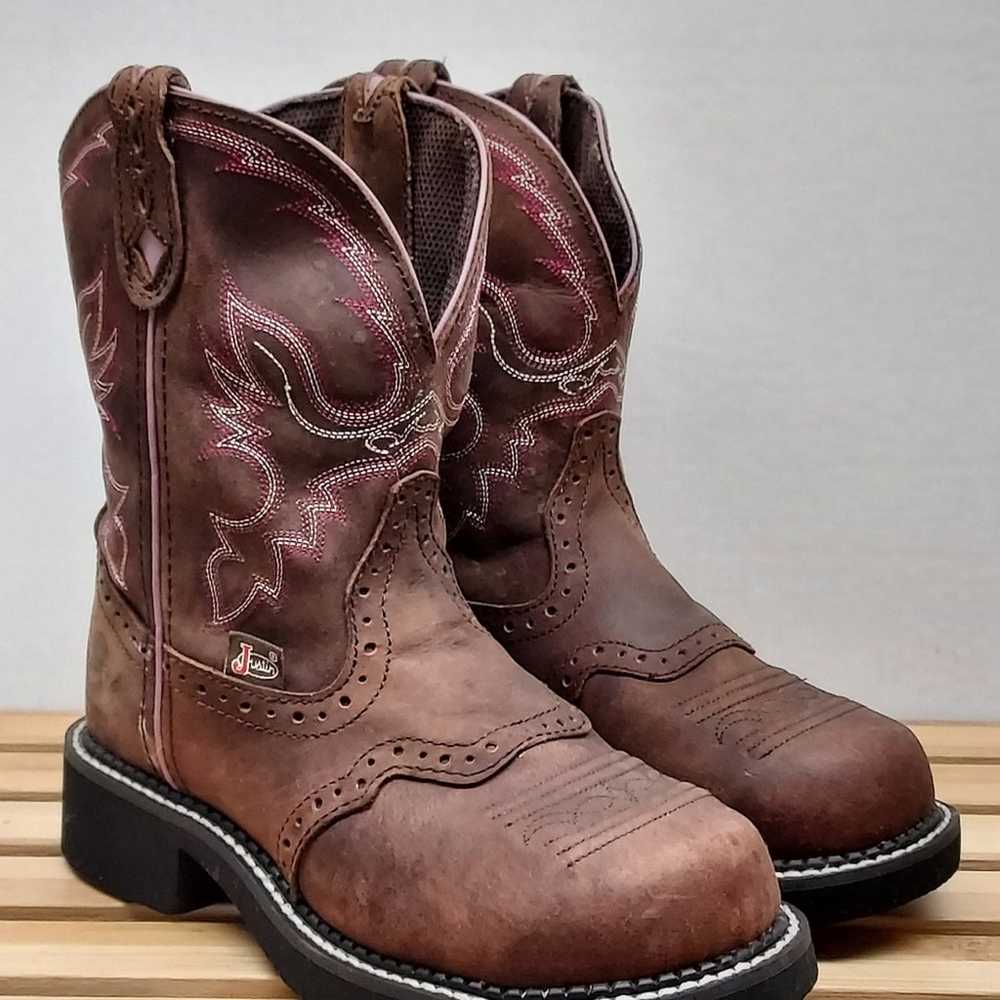 Justin Gypsy Womens | Brown | Round Steel Toe Lea… - image 2