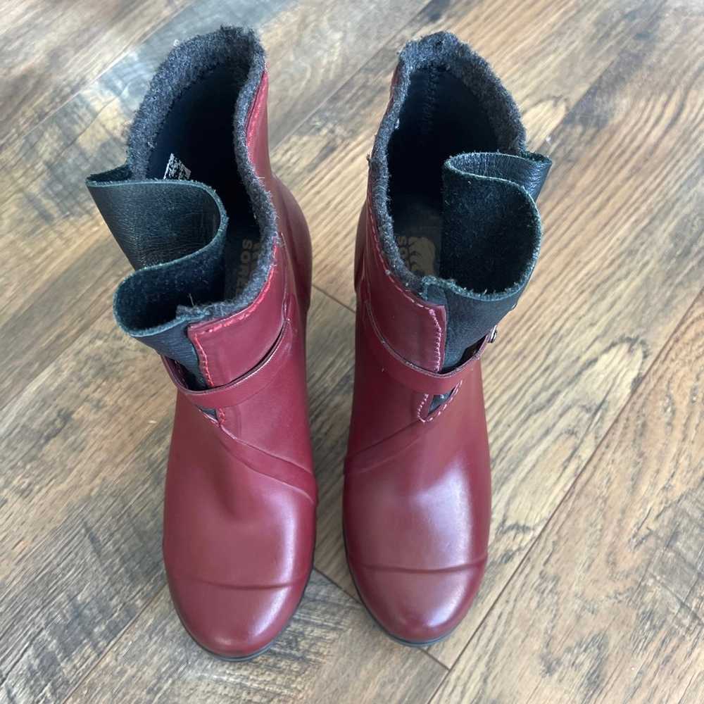 Women’s SOREL Burgundy Rubber Medina Chunky Heele… - image 4