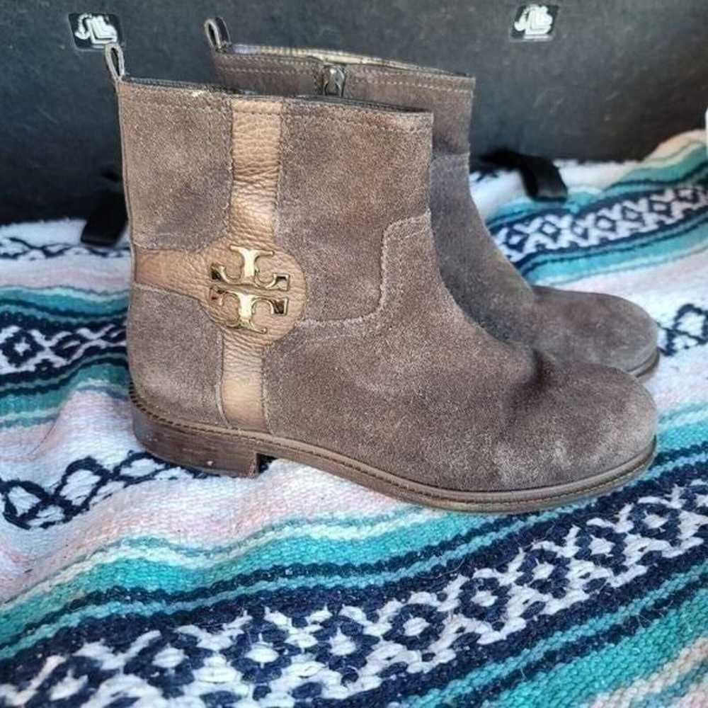 Tory Burch Alaina Ankle Boots Brown Suede Leather… - image 8