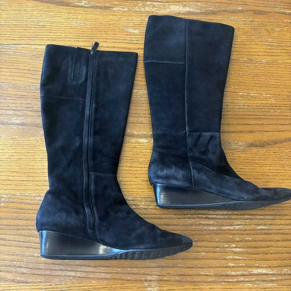 New COLE HAAN Wedge Black Knee-High Suede Boots S… - image 1