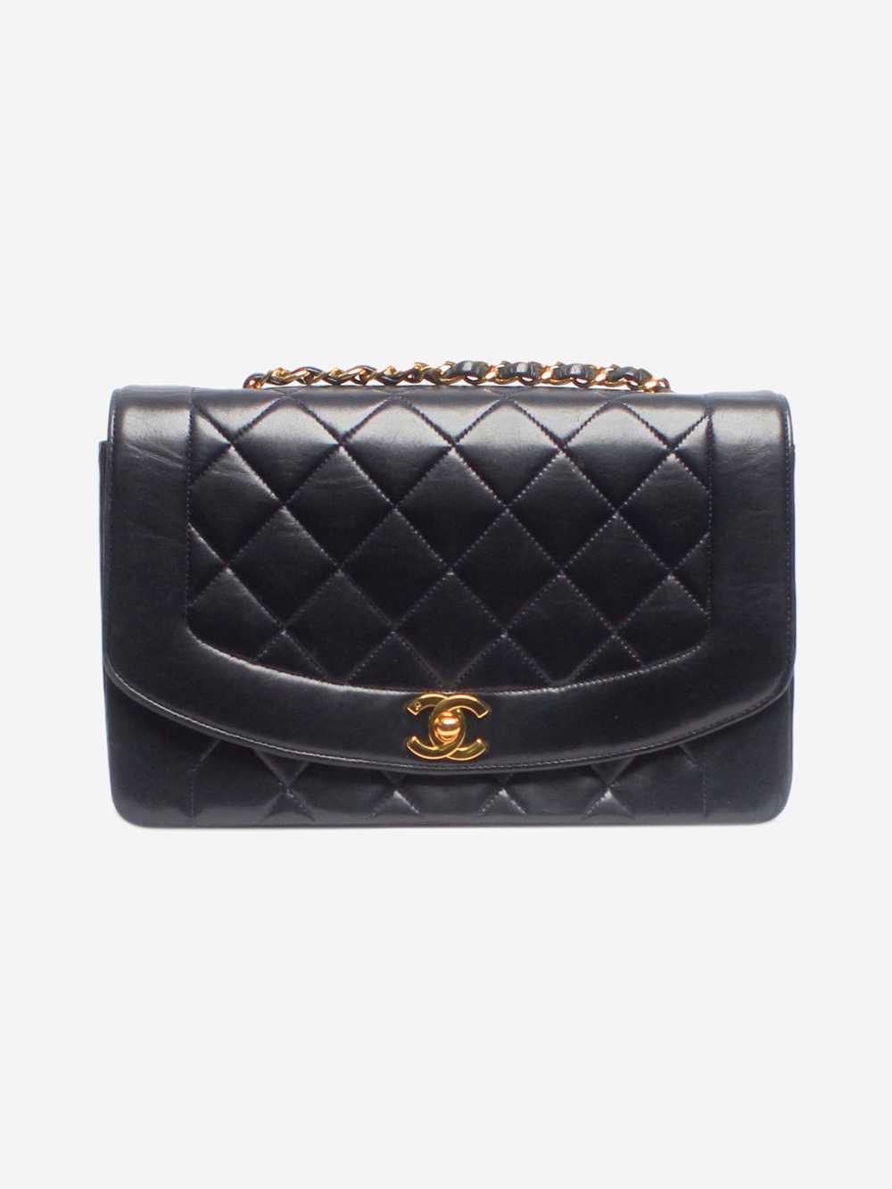 Chanel Black vintage 1994 medium lambskin Diana b… - image 1