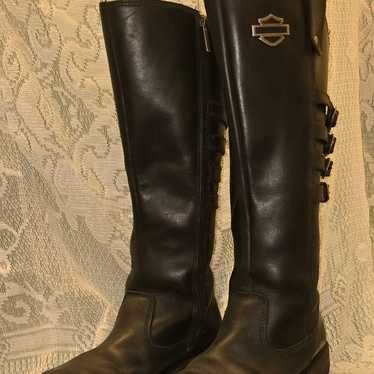 Boots  Black Knee High Pull On Harley Davidson Boo