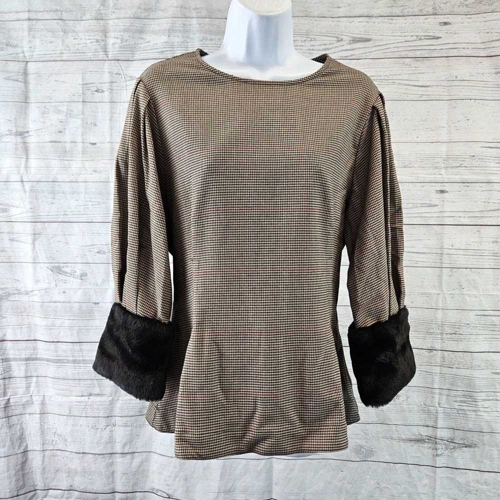 Zara Zara Womens Top Sz Small Tan Black Houdstoot… - image 1