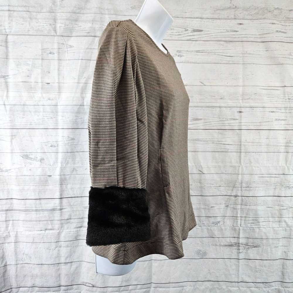 Zara Zara Womens Top Sz Small Tan Black Houdstoot… - image 3