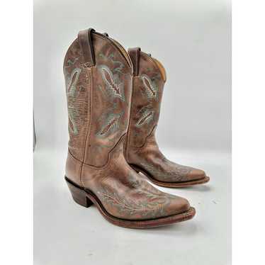 Justin Women's Brown Leather Embroidered Point To… - image 1