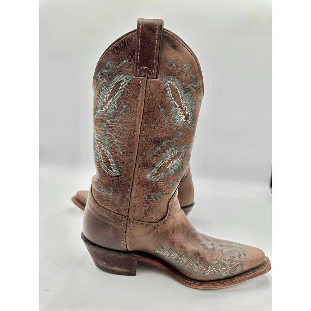 Justin Women's Brown Leather Embroidered Point To… - image 6