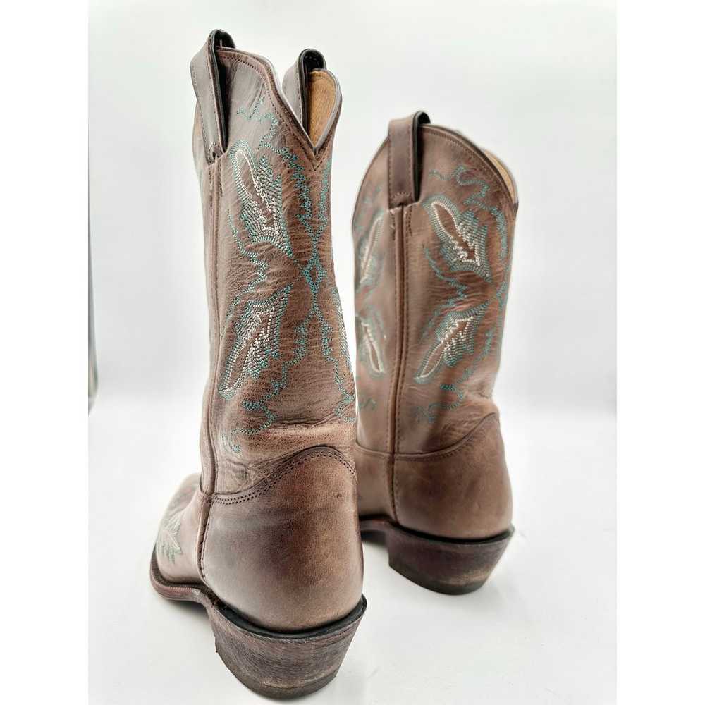 Justin Women's Brown Leather Embroidered Point To… - image 7