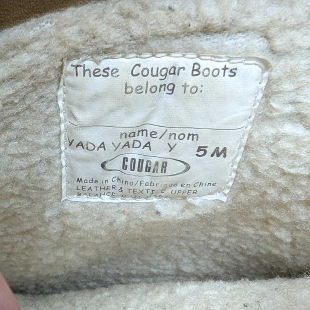 Vtg 1990s Cougar Yada Yada Tan Suede Faux Fur Muk… - image 5