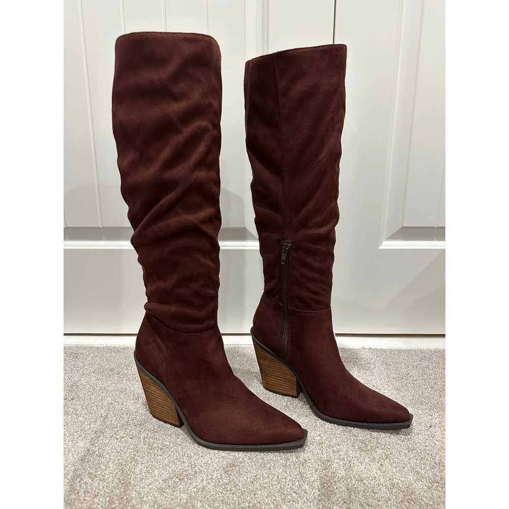 Charles David Wire Tall Boots Brown Microsuede Si… - image 2