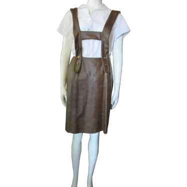 SALE Lederhosen Style Skirt in Chocolate Brown Fa… - image 1