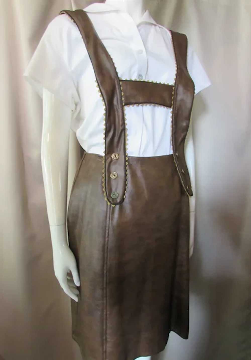 SALE Lederhosen Style Skirt in Chocolate Brown Fa… - image 2