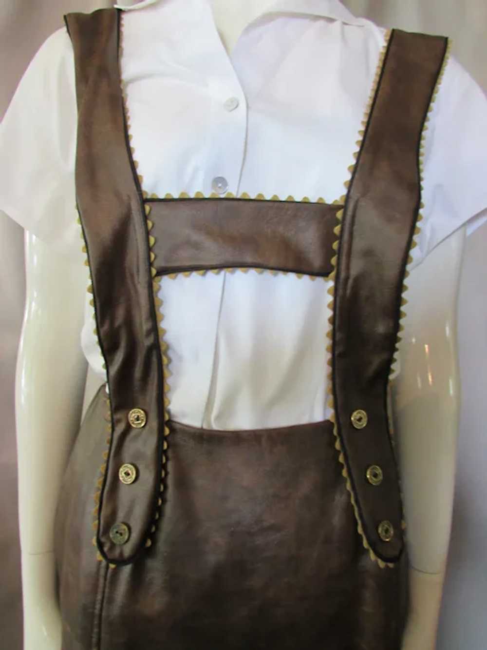 SALE Lederhosen Style Skirt in Chocolate Brown Fa… - image 3