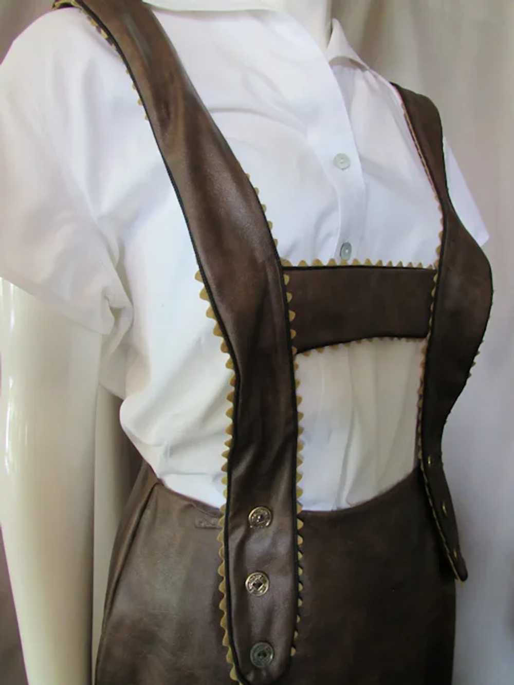 SALE Lederhosen Style Skirt in Chocolate Brown Fa… - image 4