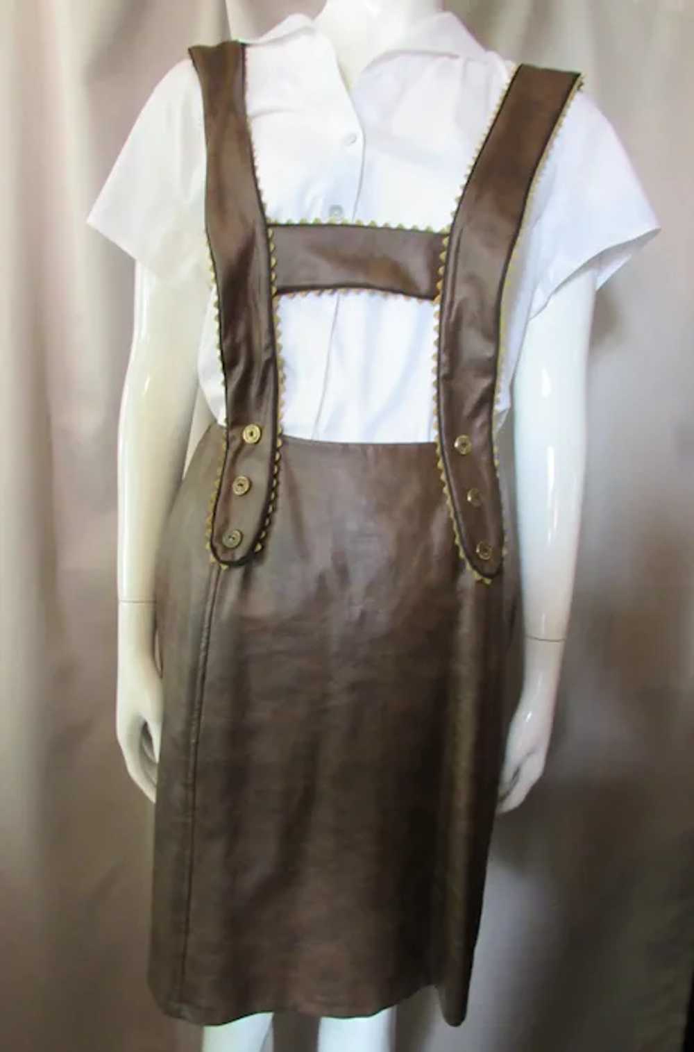 SALE Lederhosen Style Skirt in Chocolate Brown Fa… - image 5