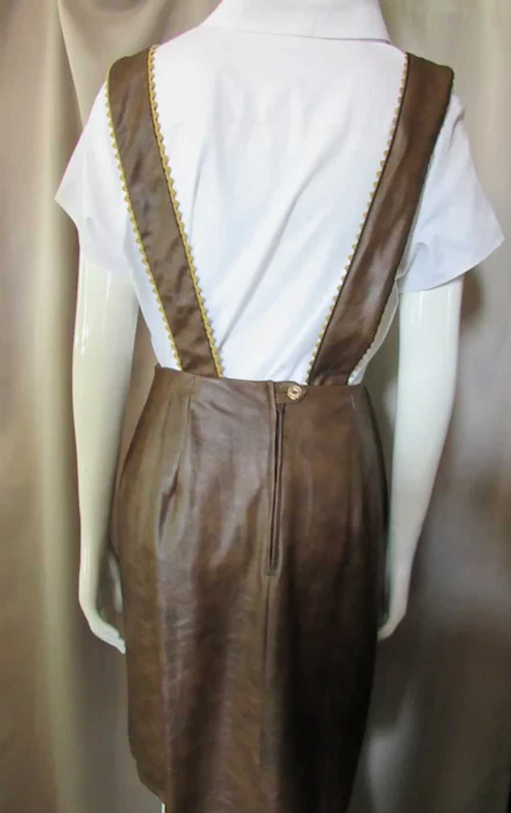 SALE Lederhosen Style Skirt in Chocolate Brown Fa… - image 6