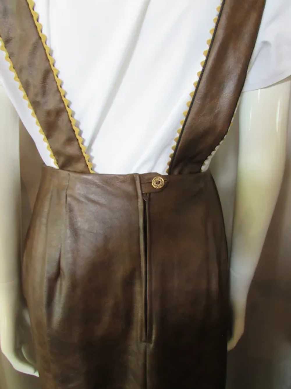 SALE Lederhosen Style Skirt in Chocolate Brown Fa… - image 7