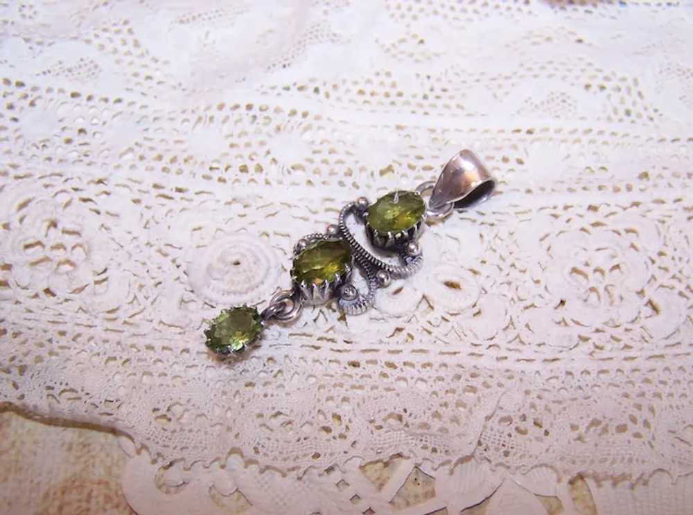 Victorian Revival Sterling Silver Peridot Dangle … - image 10