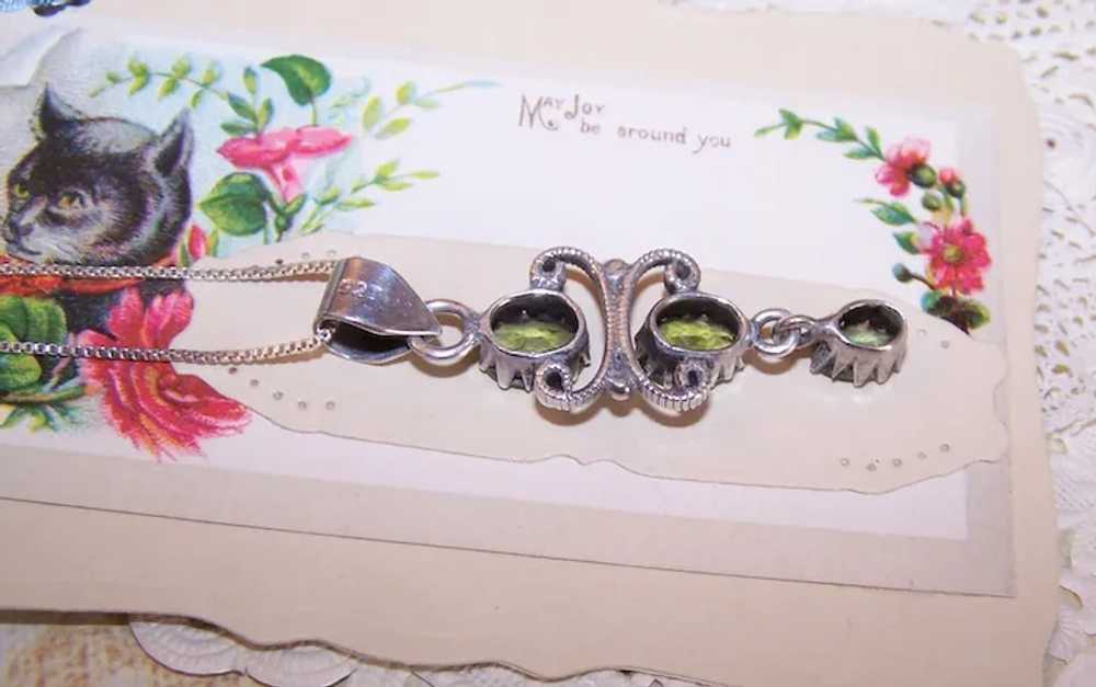 Victorian Revival Sterling Silver Peridot Dangle … - image 11