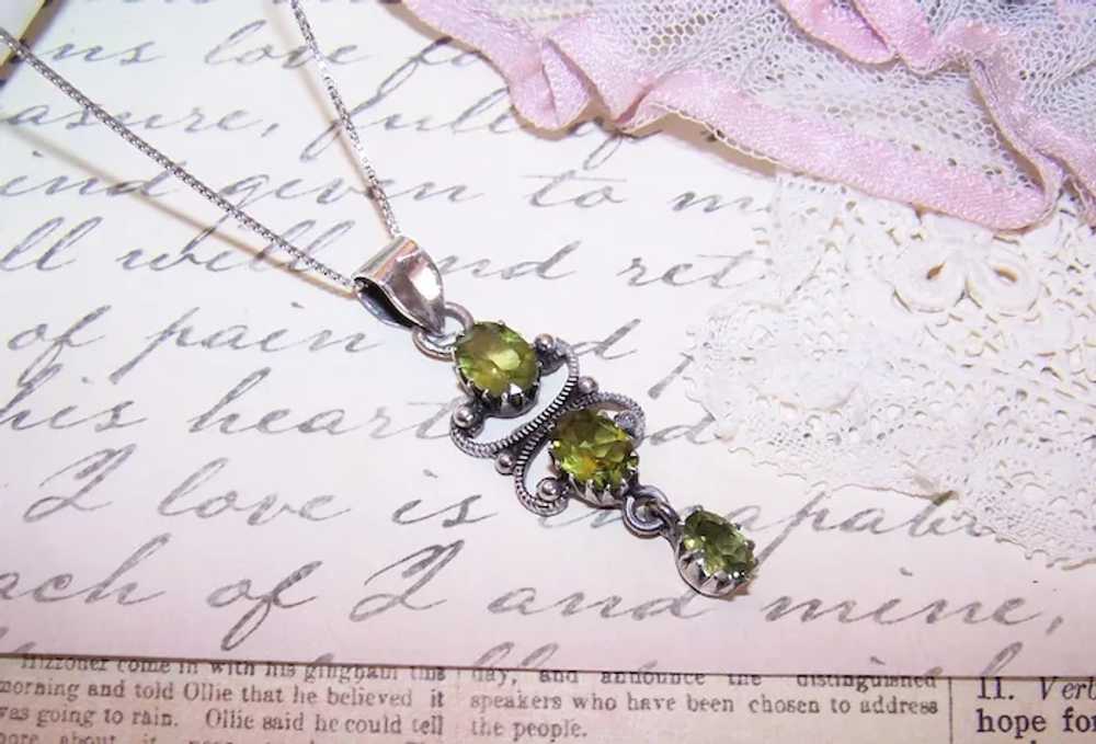 Victorian Revival Sterling Silver Peridot Dangle … - image 4