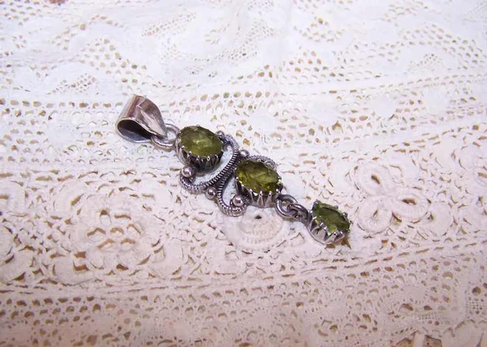 Victorian Revival Sterling Silver Peridot Dangle … - image 5