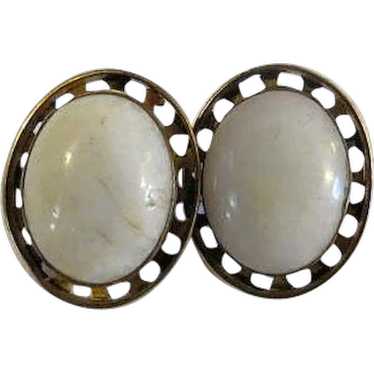 Antique 1870s  Victorian Mens cuff links White sto