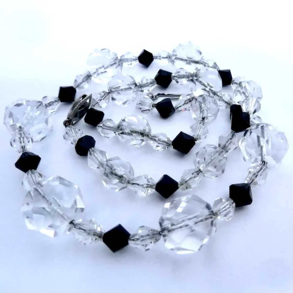 Faceted Rock Crystal & Black/Clear Glass Bead Nec… - image 4